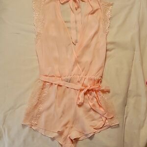 Women's One Piece Pajama Sleep Set Romper Pink Size Large